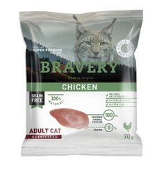 Bravery Chicken Adult Cat Sterilized 70g - geeignet für junge Weißbauchigel