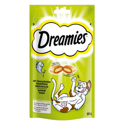 Dreamies Thunfisch-Leckerbissen für Katzen, geeignet für Weißbauchigel 60g