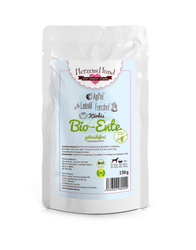 HERZENS HUND (Ente) Bio-Ente getreidefrei Bio-Nassfutter für Katzen 130g - geeignet für Weißbauchigel