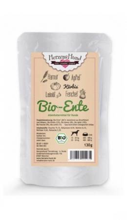 Bio-Nassfutter für Igel HERZENS HUND (Ente) Bio-Ente 130 g