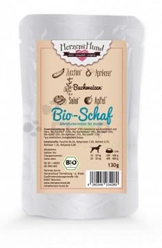 Leichtes Nassfutter Herzens Hund Bio-Schaaf (Lamm) - geeignet für Igel 130g