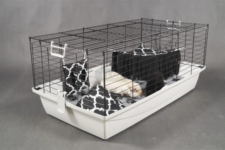 Meerschweinchenkäfig 100cm x 55cm x 44cm grau mit schwarzen Gittern